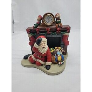 1998 Howard Miller Down The Chimney Santa Christmas Clock Holiday Decoration